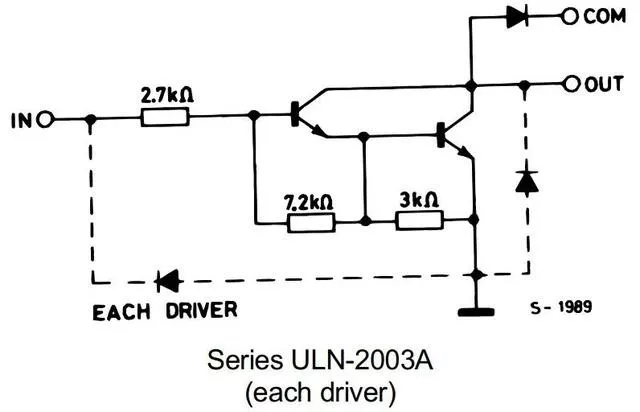 ULN2003內部集成的達林頓管電路